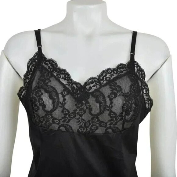 Vintage Kayser Black Slip Dress Lingerie Lace Size 36 - Picture 2 of 10
